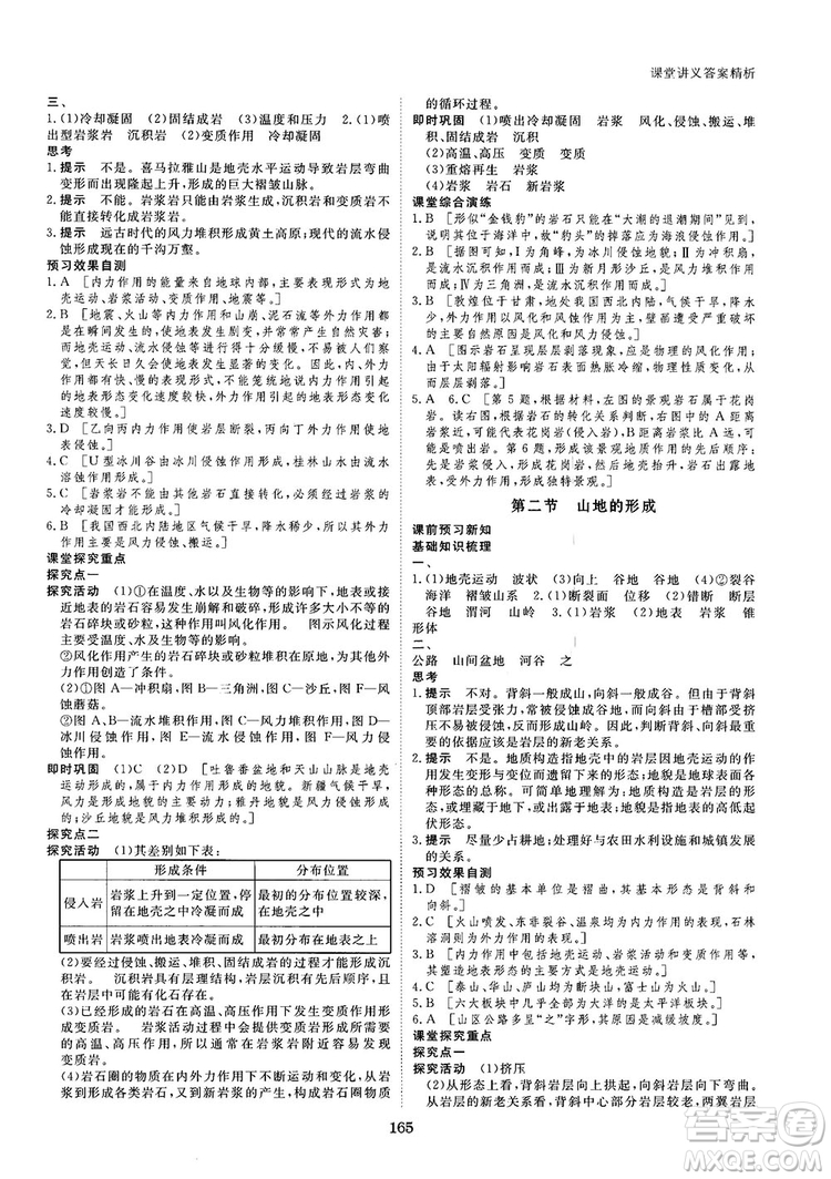 2019創(chuàng)新設(shè)計(jì)課堂講義人教版高中地理必修1參考答案