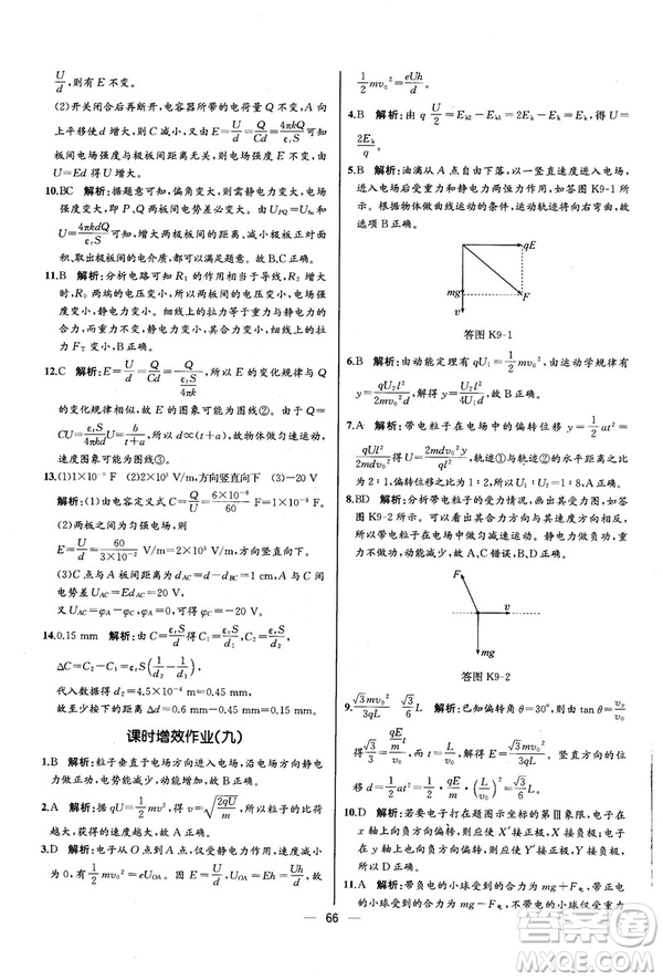 2018新版同步導(dǎo)學(xué)案課時(shí)練物理選修3—1人教版答案