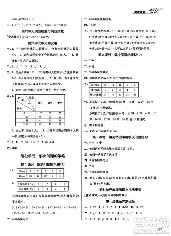 2018秋金3練課堂作業(yè)實(shí)驗(yàn)提高訓(xùn)練五年級(jí)上冊(cè)數(shù)學(xué)新課標(biāo)江蘇版答案