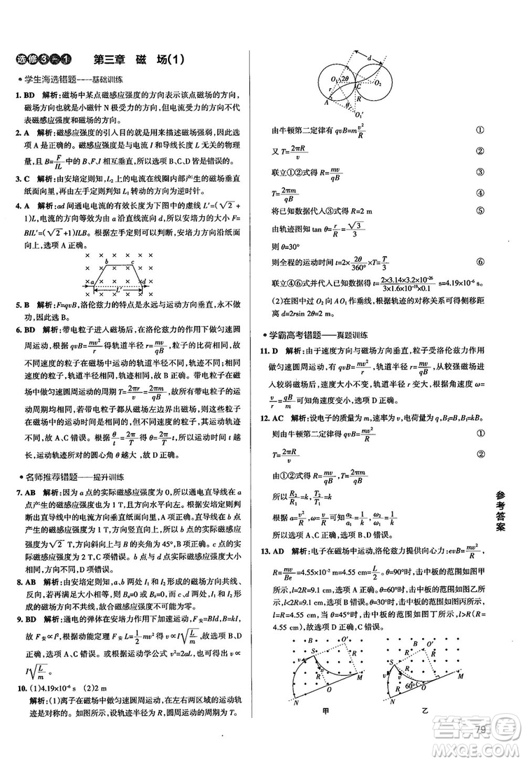 2019學(xué)霸錯(cuò)題筆記高中物理參考答案