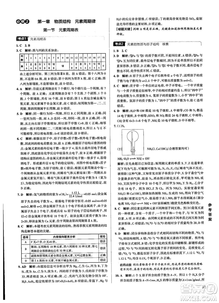 2019高考提分筆記資料學(xué)霸錯(cuò)題筆記高中化學(xué)參考答案