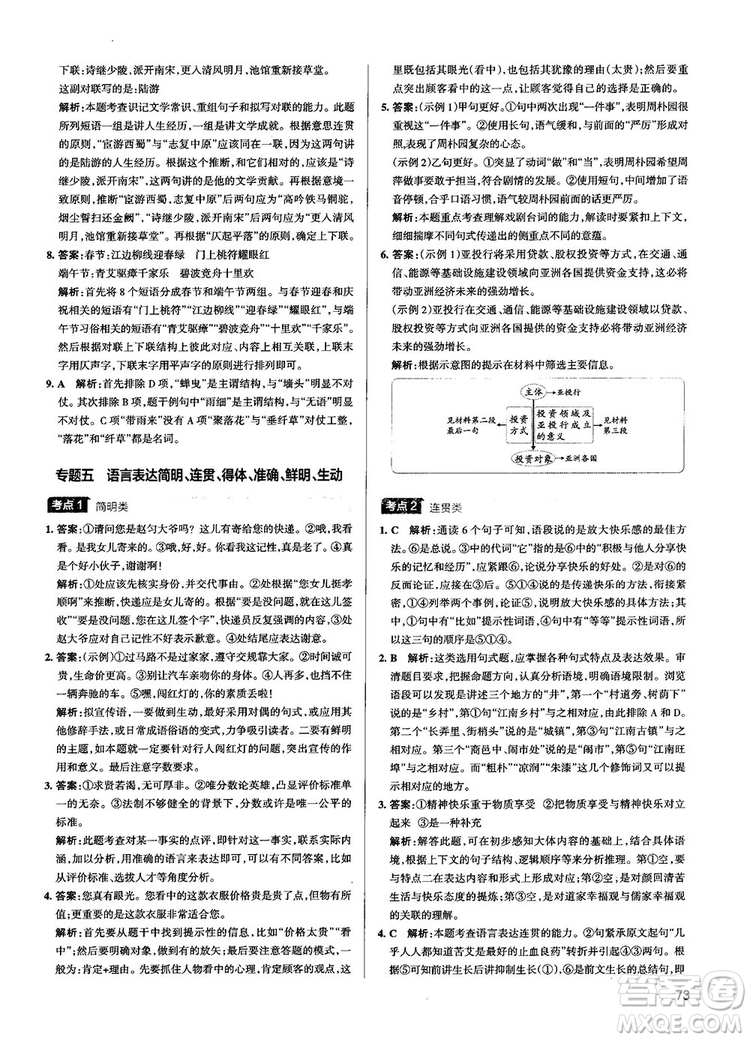 高中通用版2019學(xué)霸錯(cuò)題筆記高中語(yǔ)文參考答案