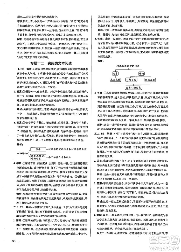 高中通用版2019學(xué)霸錯(cuò)題筆記高中語(yǔ)文參考答案