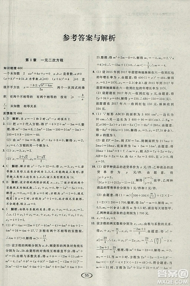 亮點(diǎn)給力提優(yōu)課時(shí)作業(yè)本2018秋數(shù)學(xué)九年級(jí)上江蘇版參考答案