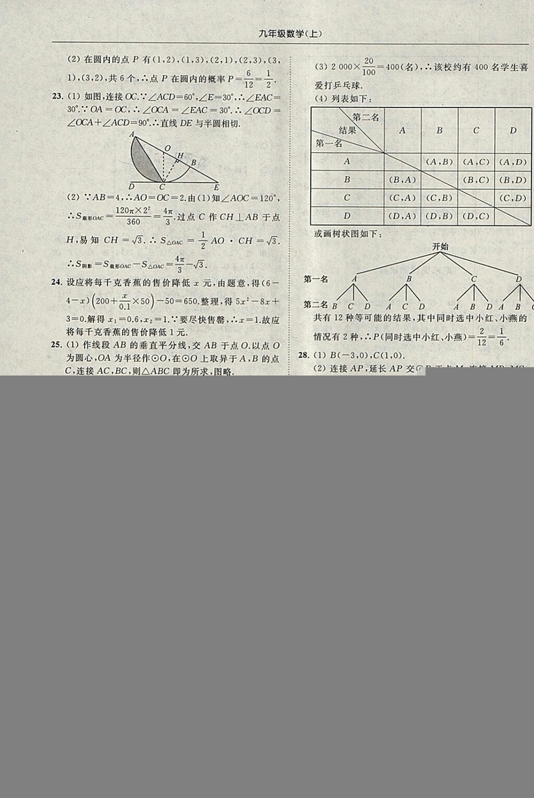 亮點(diǎn)給力提優(yōu)課時(shí)作業(yè)本2018秋數(shù)學(xué)九年級(jí)上江蘇版參考答案