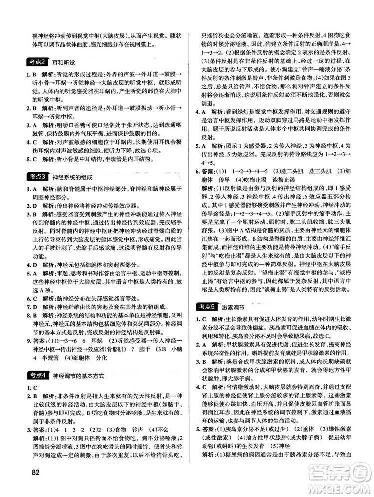 中考復(fù)習(xí)資料新版學(xué)霸錯(cuò)題筆記初中生物參考答案