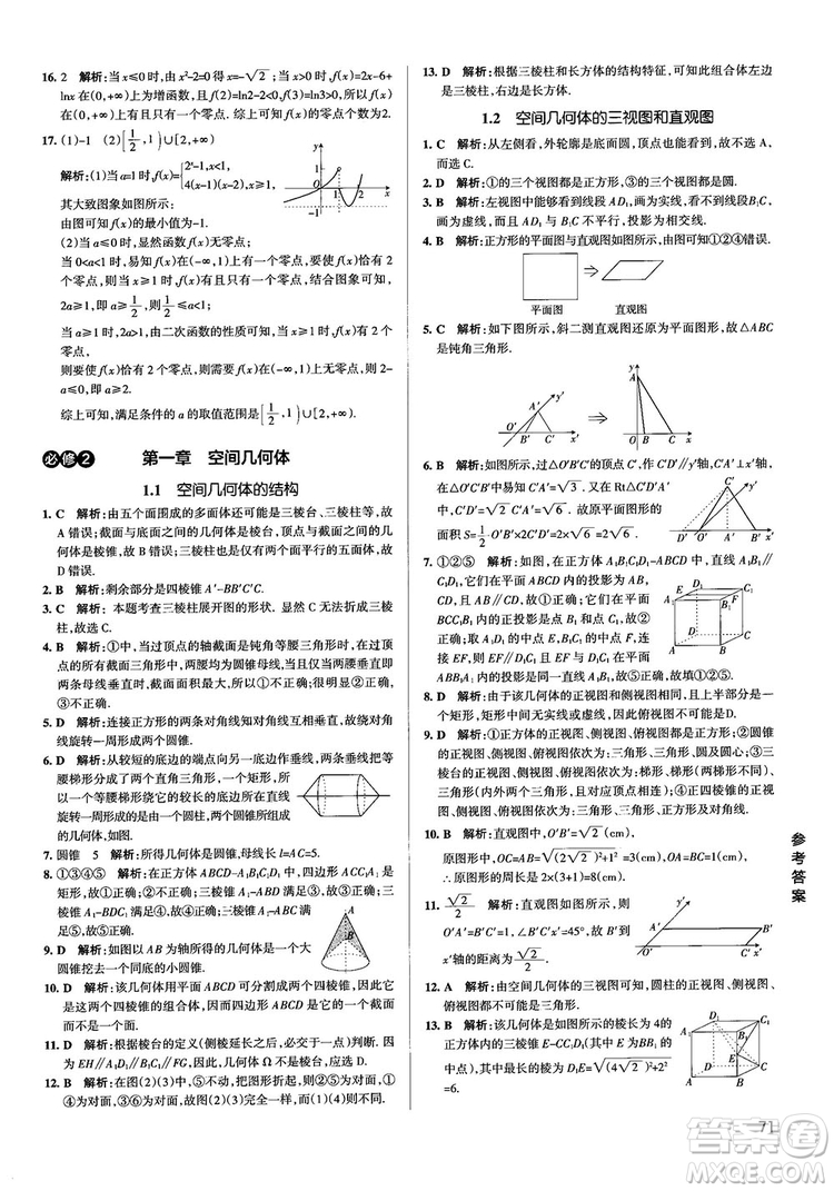 2019PASS綠卡圖書學霸錯題筆記高中數(shù)學參考答案