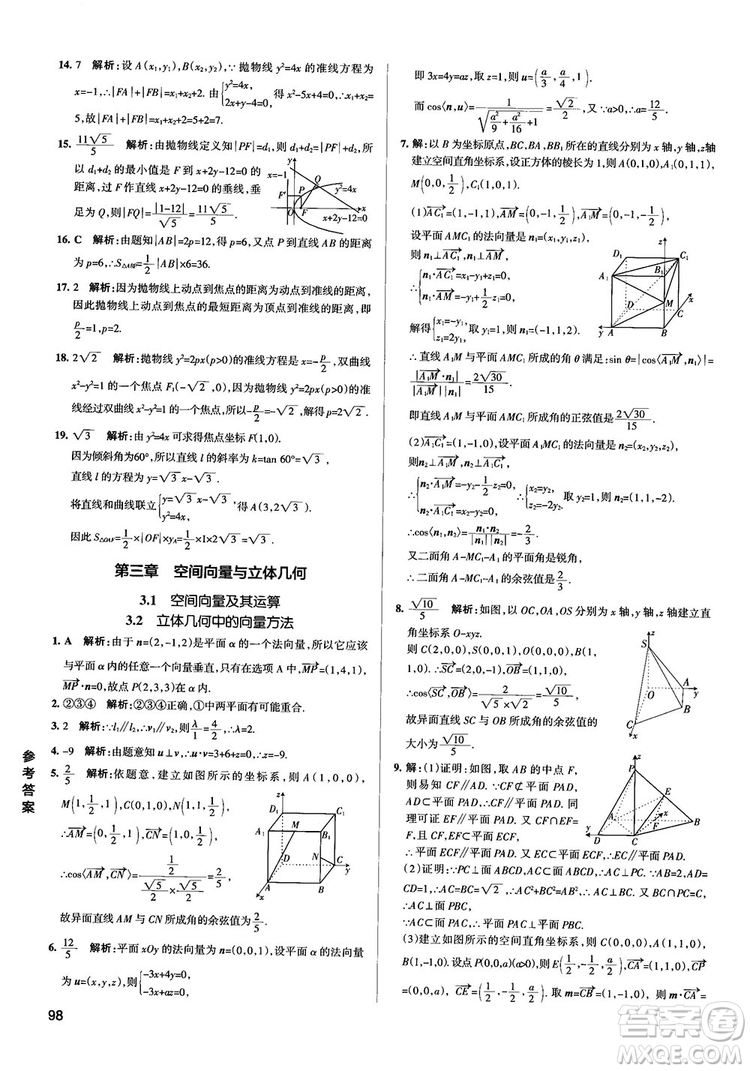 2019PASS綠卡圖書學霸錯題筆記高中數(shù)學參考答案