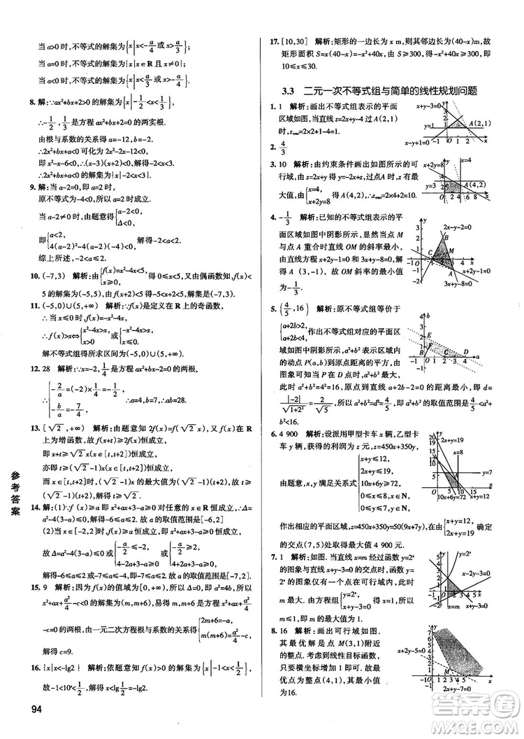 2019新版江蘇專用高中數(shù)學(xué)學(xué)霸錯題筆記參考答案