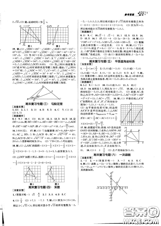 金三練2018課堂作業(yè)實(shí)驗(yàn)提高訓(xùn)練八年級數(shù)學(xué)上江蘇版答案