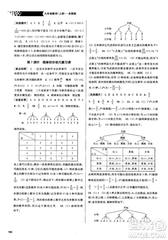 2018金三練課堂作業(yè)實(shí)驗(yàn)提高訓(xùn)練九年級(jí)上數(shù)學(xué)全國(guó)版答案