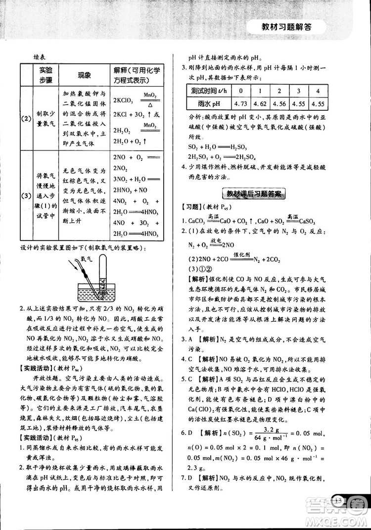 2019王后雄學(xué)案教材完全解讀高中化學(xué)必修1RJHX參考答案