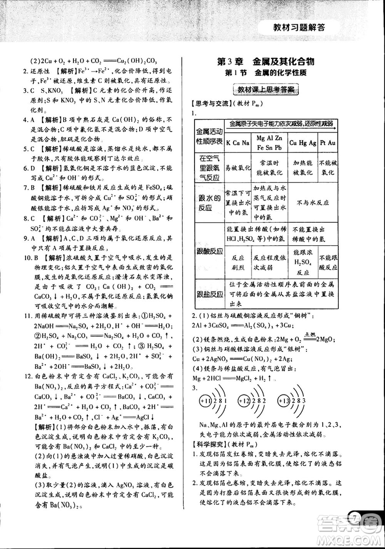 2019王后雄學(xué)案教材完全解讀高中化學(xué)必修1RJHX參考答案