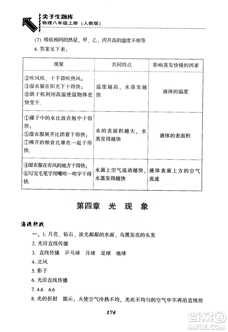 2018年尖子生題庫(kù)物理八年級(jí)上冊(cè)人教版參考答案