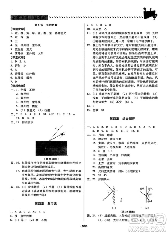 2018人教版全優(yōu)點練課計劃八年級物理上冊參考答案