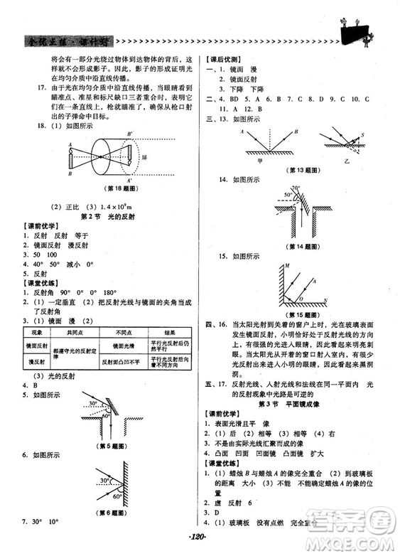 2018人教版全優(yōu)點練課計劃八年級物理上冊參考答案