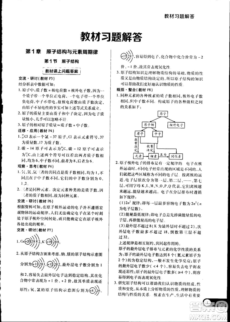 王后雄學(xué)案2019新版教材完全解讀魯科版高中化學(xué)必修2參考答案