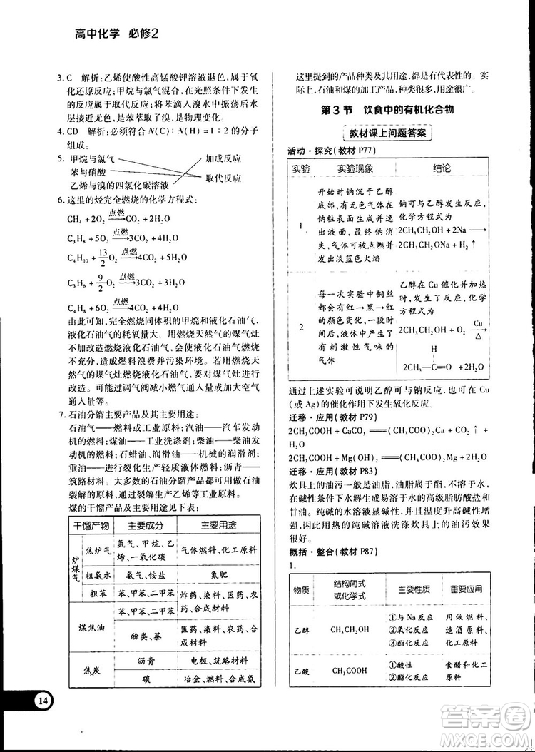 王后雄學(xué)案2019新版教材完全解讀魯科版高中化學(xué)必修2參考答案