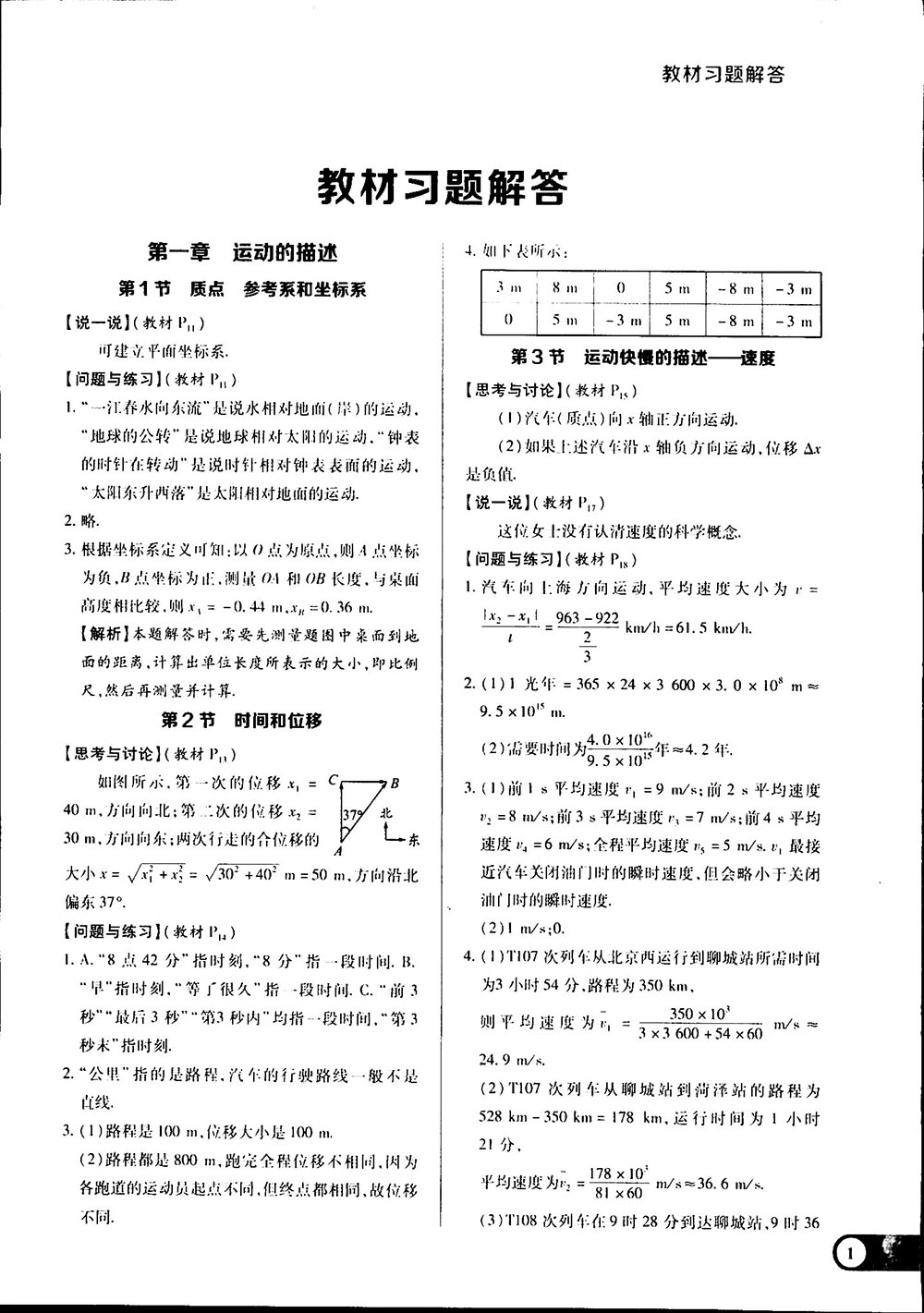 王后雄學(xué)案2019教材完全解讀高中物理魯科版必修1參考答案