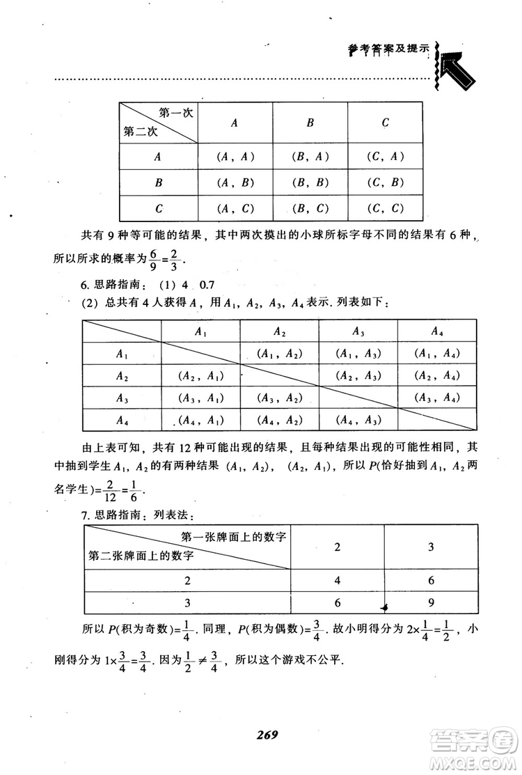 2018年秋尖子生題庫九年級數(shù)學(xué)上冊北師版BS參考答案