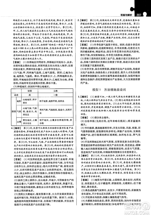 2019試題調(diào)研高中地理萬能解題模板參考答案