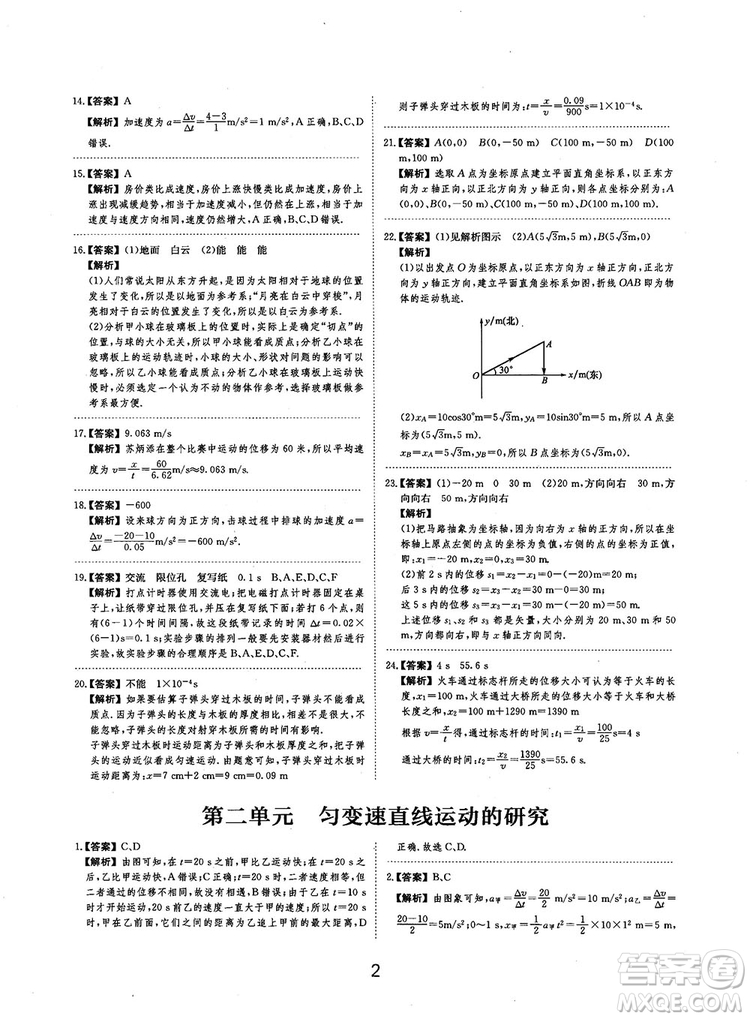 2019全國卷刷題狗高中物理參考答案