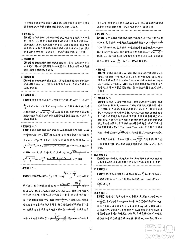 2019全國卷刷題狗高中物理參考答案