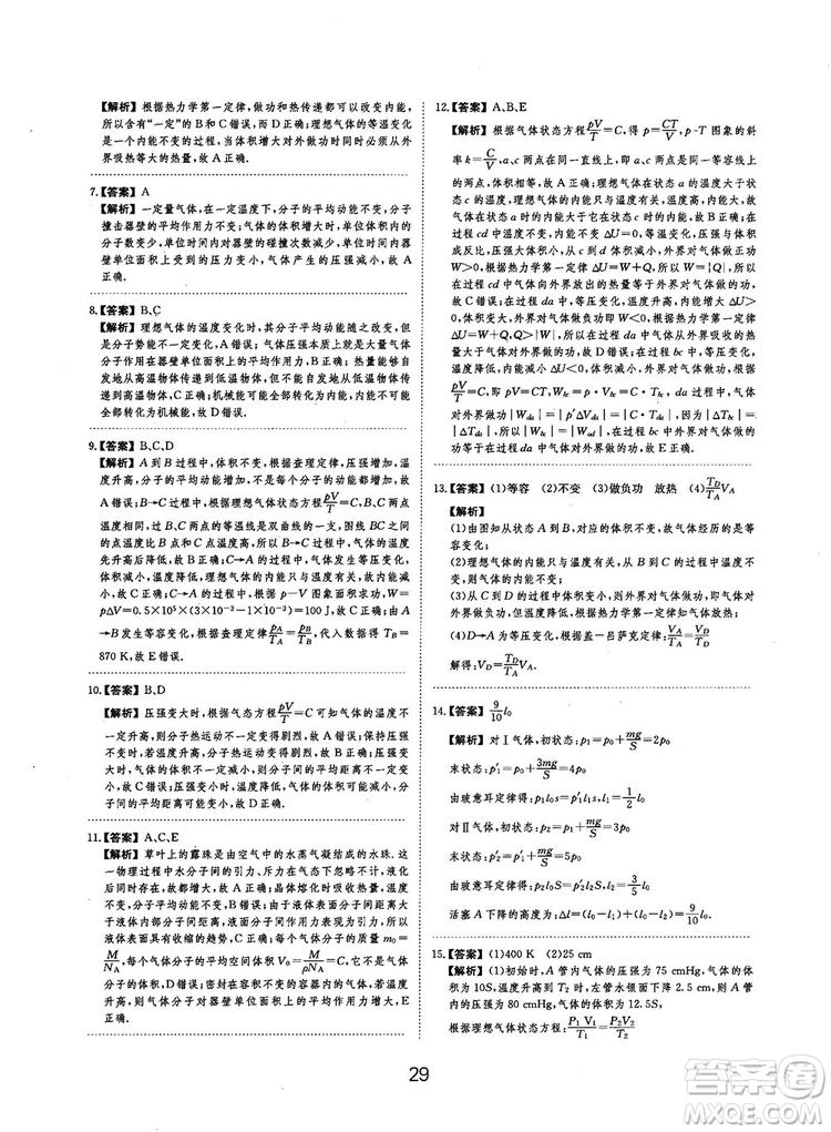 2019全國卷刷題狗高中物理參考答案