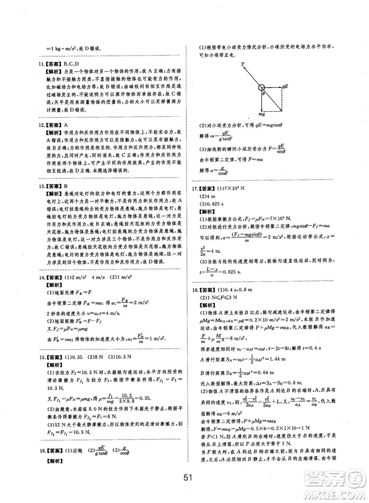 2019全國卷刷題狗高中物理參考答案