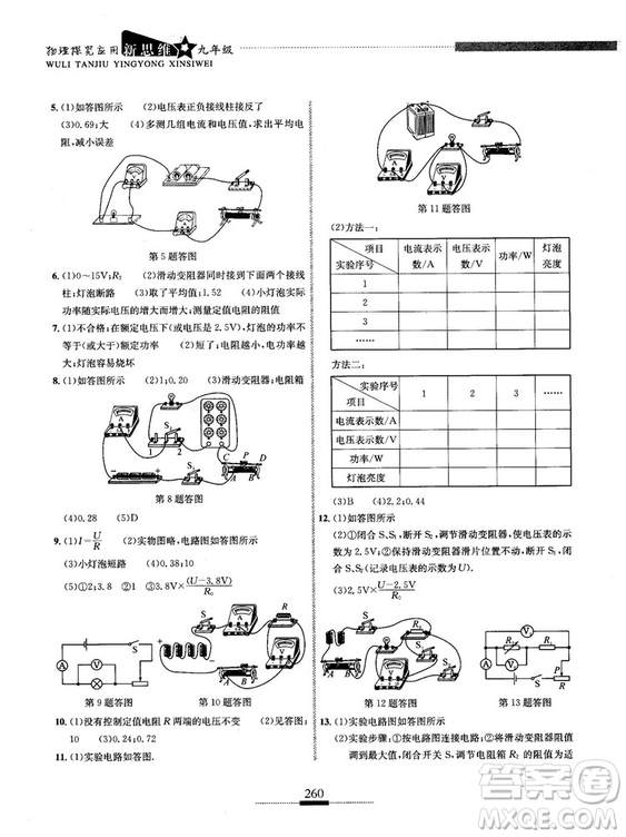 湖北人民出版社2018探究應(yīng)用新思維物理九年級參考答案