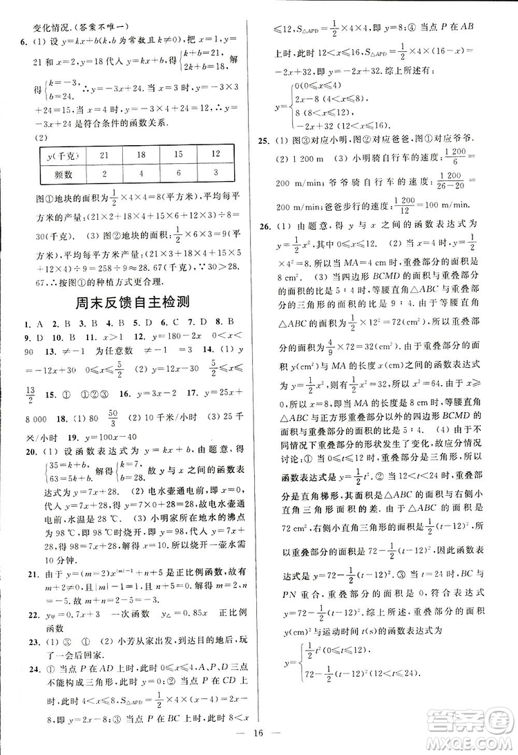 2019亮點給力周末優(yōu)化設(shè)計大試卷數(shù)學(xué)八年級上冊江蘇版答案