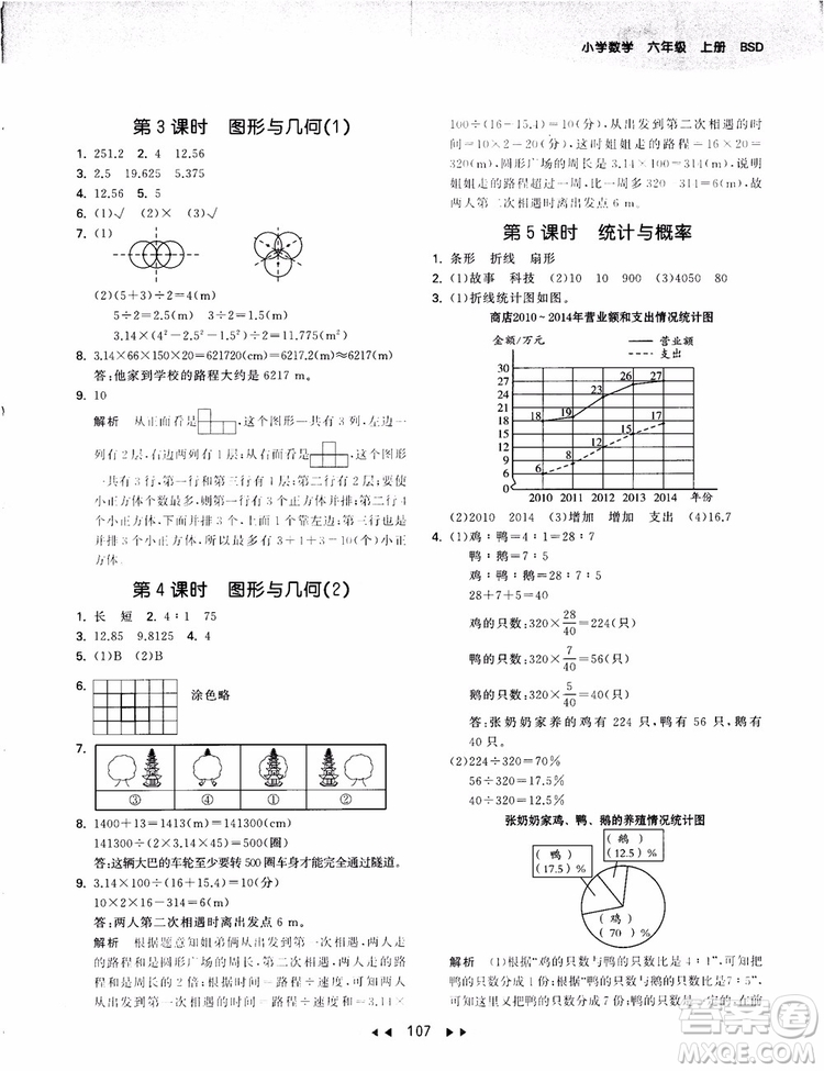 53天天練數(shù)學(xué)六年級(jí)上冊(cè)北師大版9787504197894參考答案