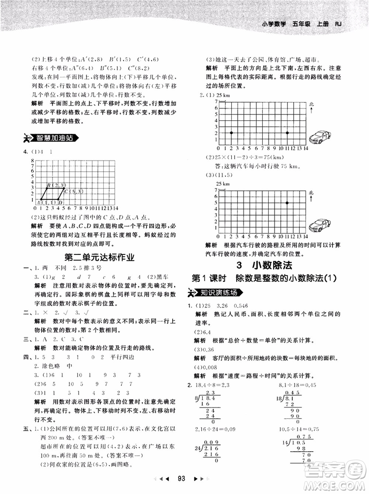 53天天練五年級上冊數(shù)學(xué)人教版9787504196156參考答案