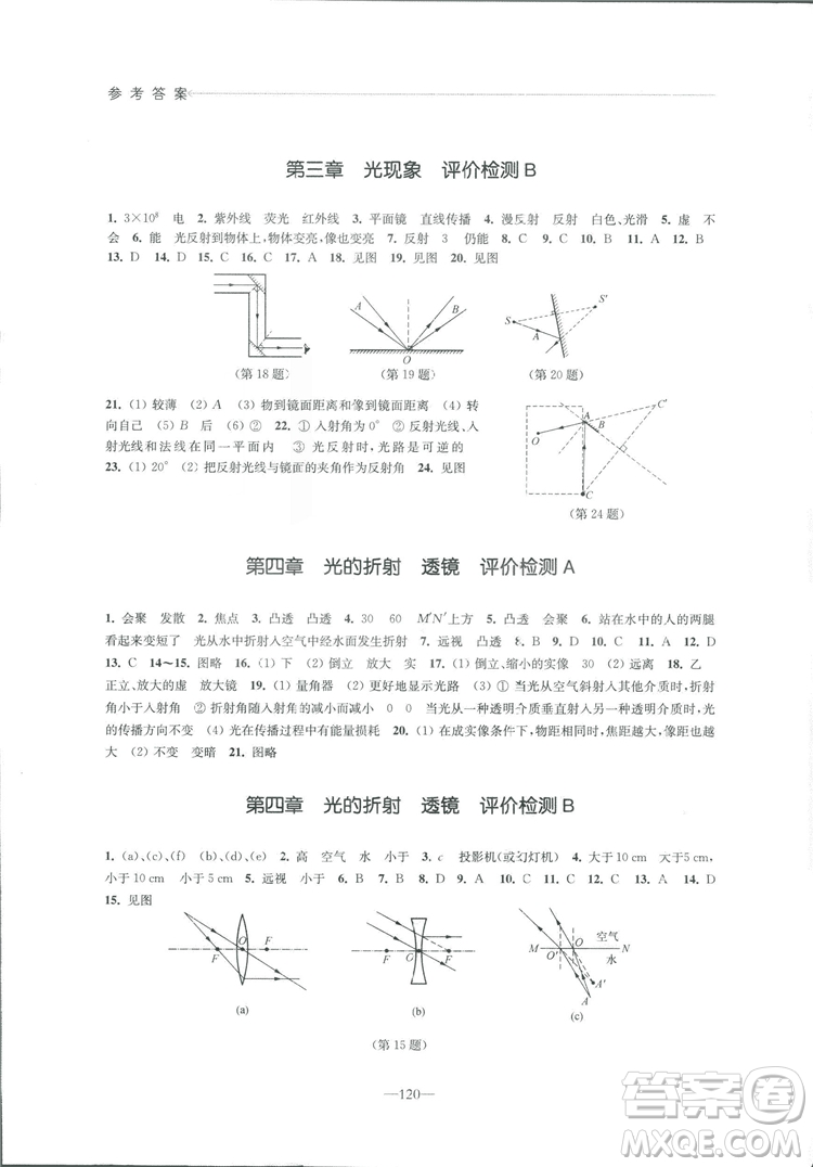 2018秋學習與評價八年級上冊物理蘇科版參考答案