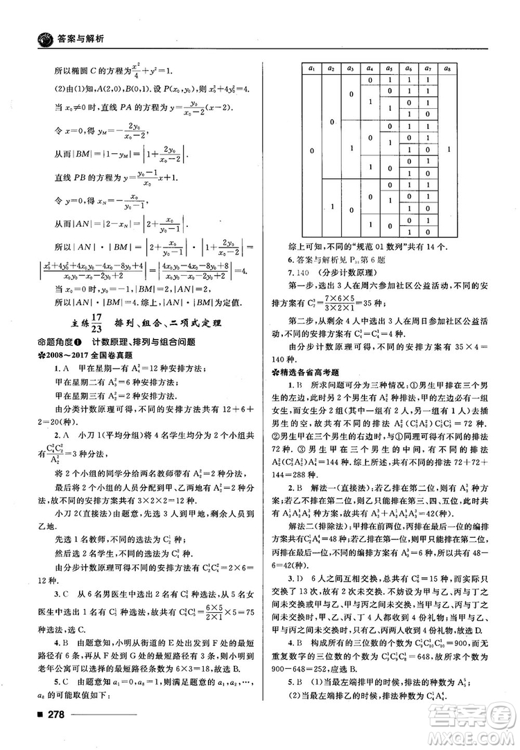 十年高考一年好題高考復(fù)習(xí)資料2018高中理數(shù)參考答案