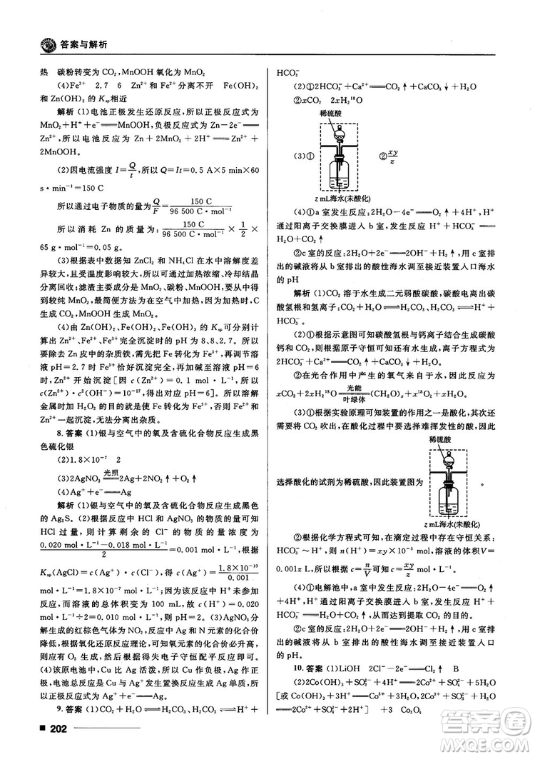 高考刷題資料2018十年高考一年好題高中化學(xué)參考答案