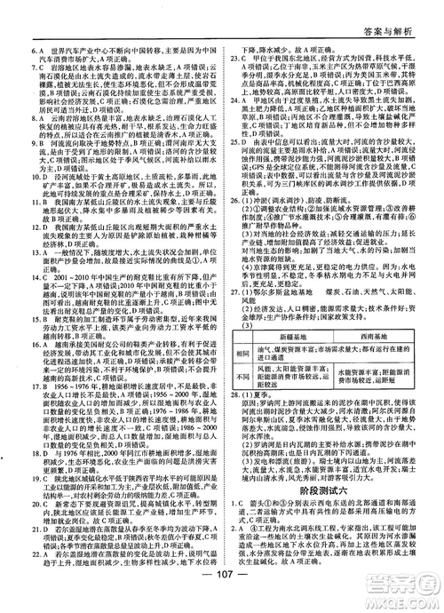 湘教版45分鐘課時(shí)作業(yè)與單元測(cè)試地理必修3參考答案