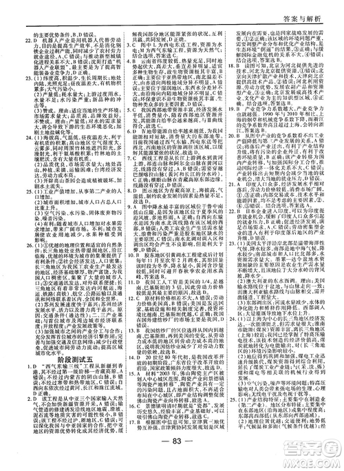 人教版45分鐘課時(shí)作業(yè)與單元測(cè)試高中地理必修3參考答案