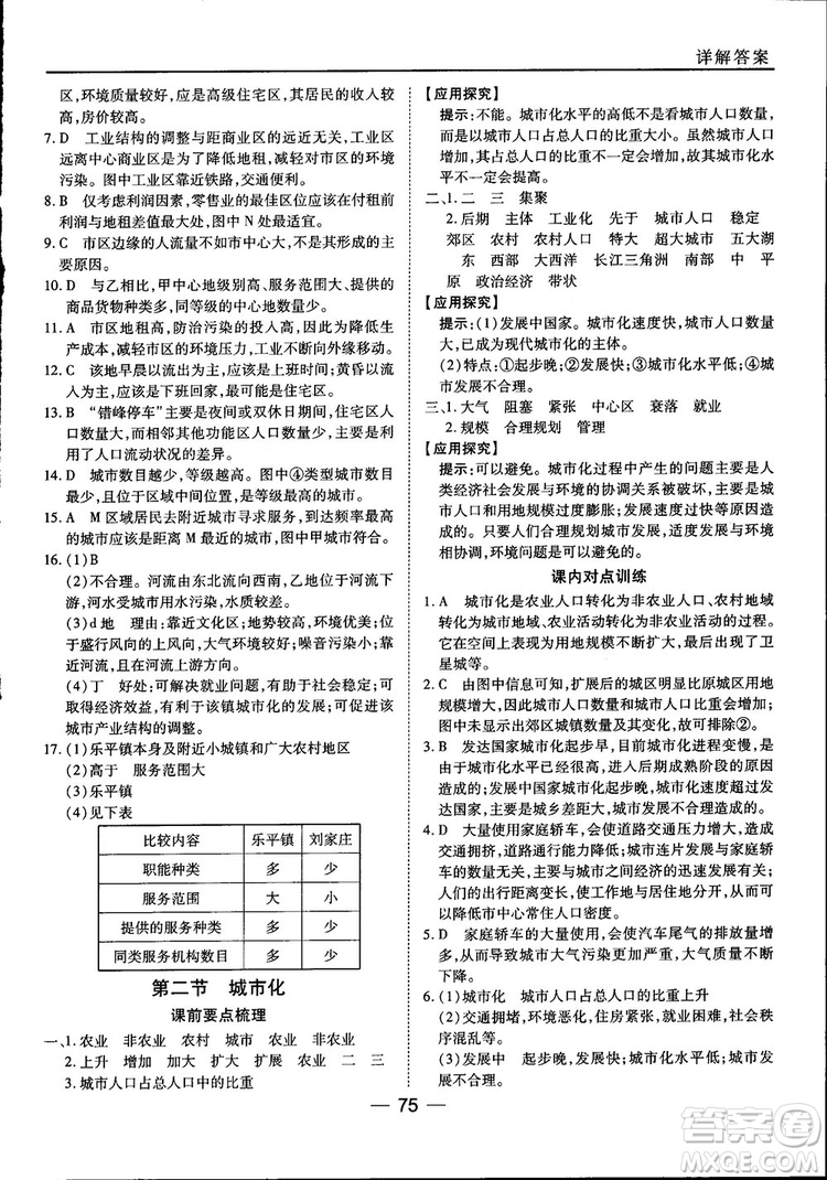 45分鐘課時(shí)作業(yè)與單元測(cè)試高中地理必修2中國(guó)版參考答案