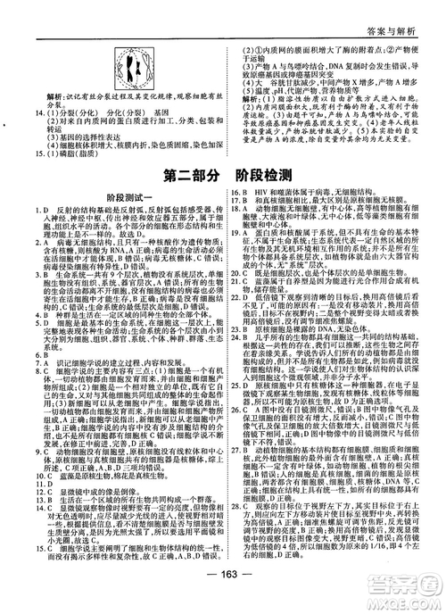 人教版45分鐘課時(shí)作業(yè)與單元測(cè)試高中生物必修1參考答案