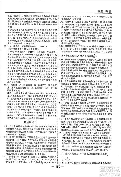 45分鐘課時作業(yè)與單元測試人教版高中生物必修2參考答案