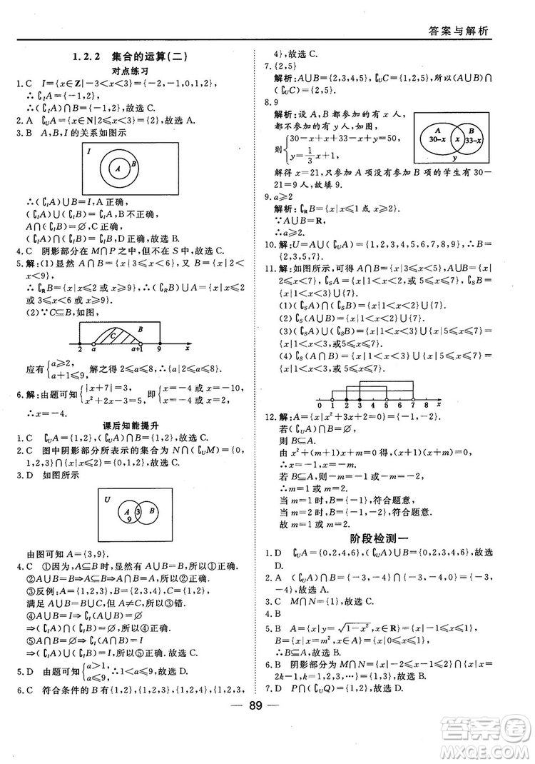 45分鐘課時(shí)作業(yè)與單元測試人教B版高中數(shù)學(xué)必修1參考答案