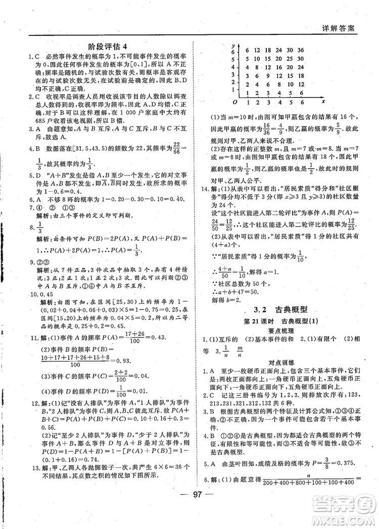 2018年45分鐘課時(shí)作業(yè)與單元測(cè)試人教A版高中數(shù)學(xué)必修3參考答案