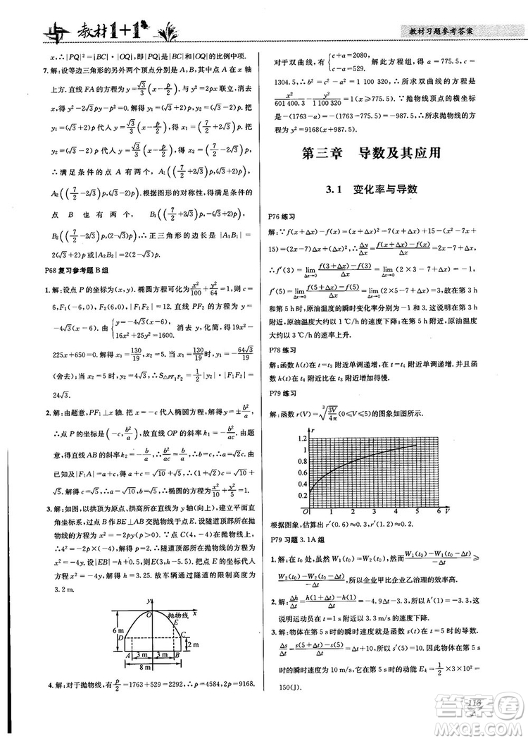 2018教材1+1高中數(shù)學(xué)選修1-1人教A版參考答案