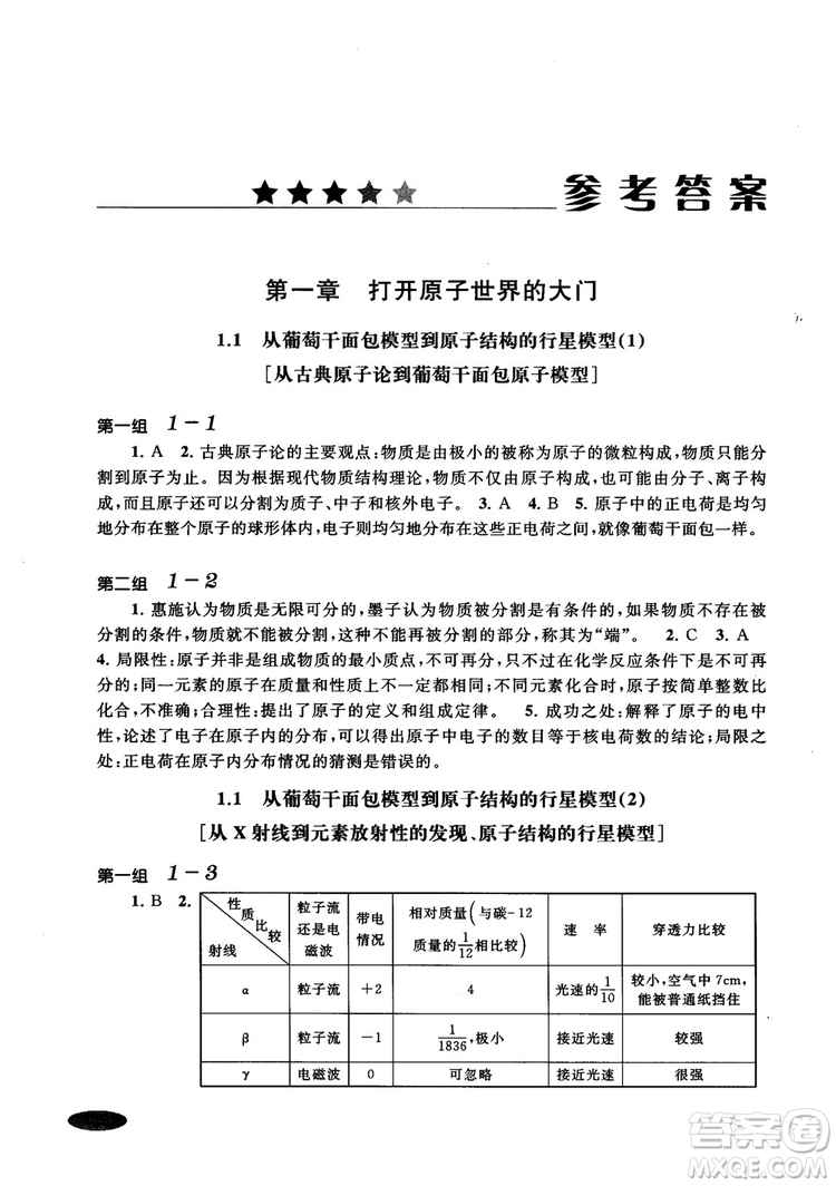 2018年高中五星級同步題組訓練與測評高一年級第一學期化學參考答案