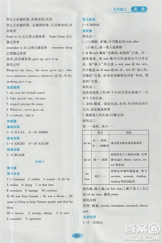 資源與評(píng)價(jià)九年級(jí)上英語(yǔ)2018外研版參考答案