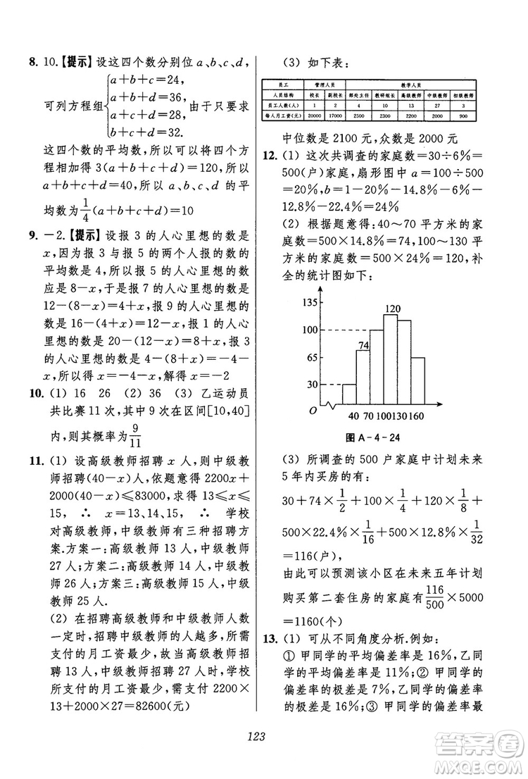 2018年初中四星級題庫數(shù)學(xué)第六版參考答案