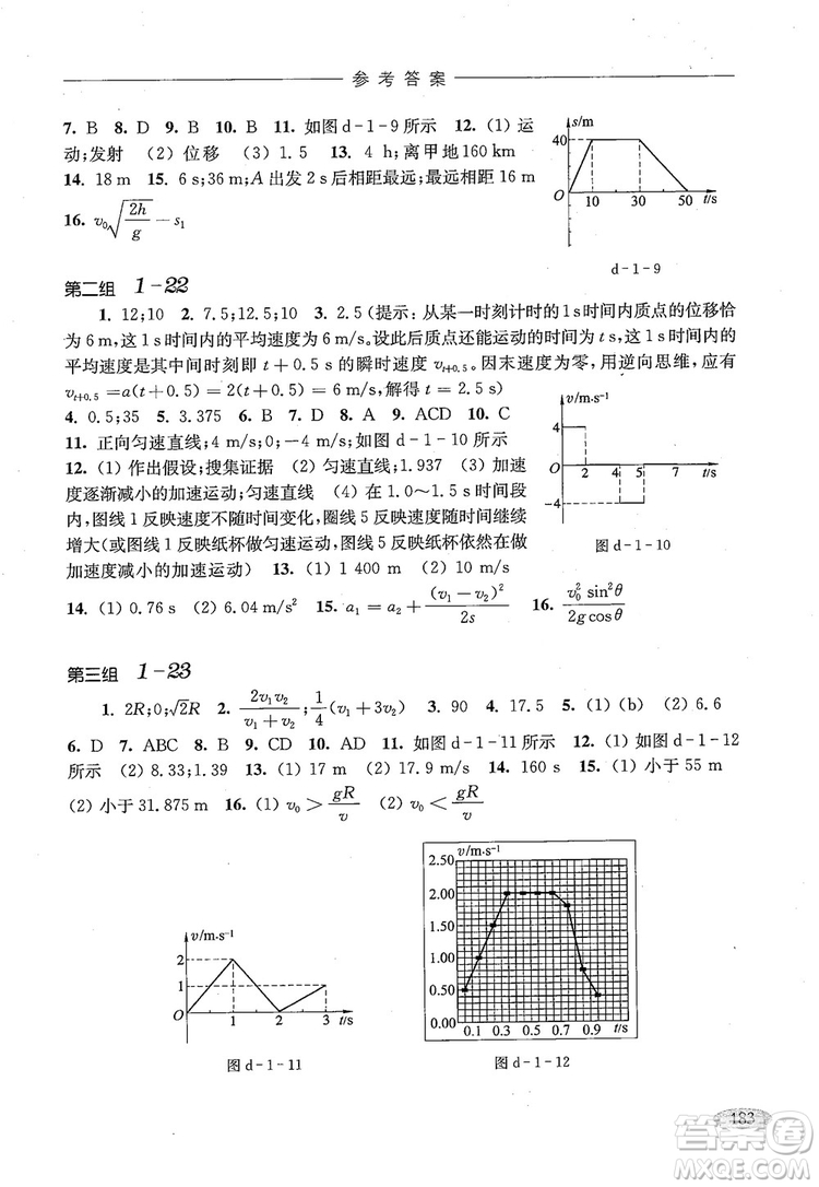 2018年高中五星級同步題組訓(xùn)練與測評高一年級第一學(xué)期物理參考答案