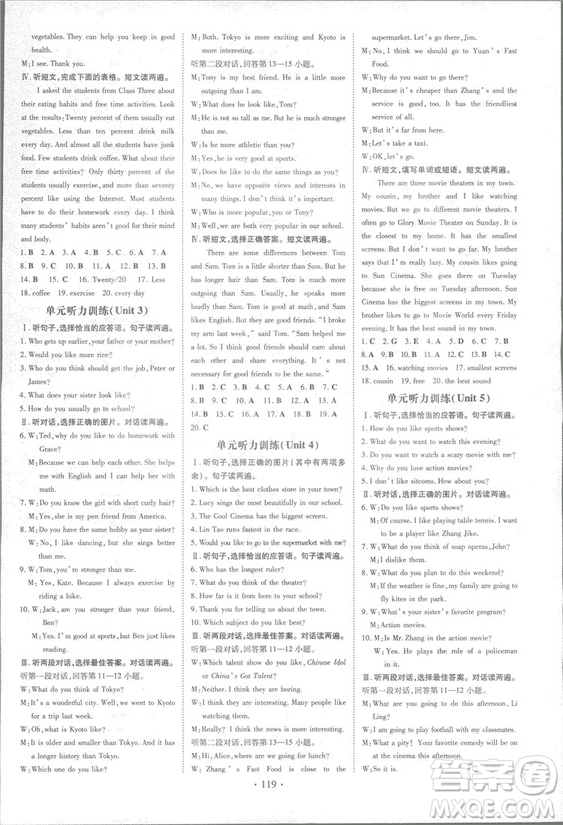 2019版導(dǎo)與練練案課時作業(yè)本人教版英語八年級上冊答案