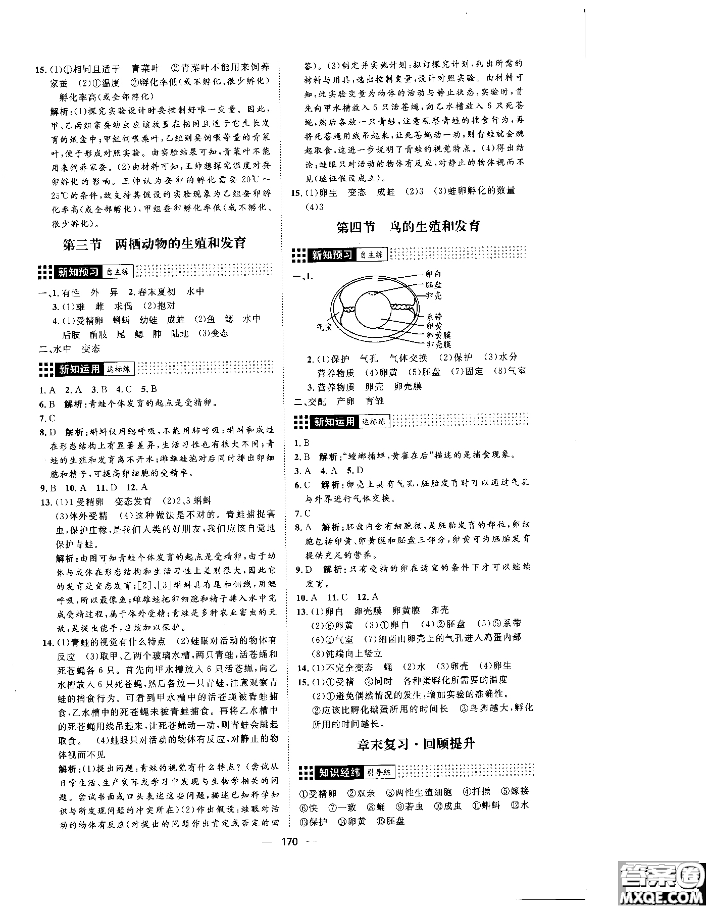 2018年練出好成績八年級生物人教版參考答案